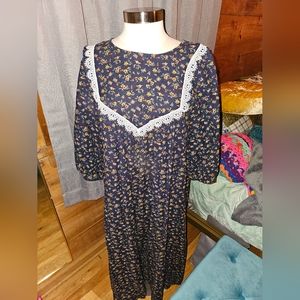 XL Cottagecore Midi Floral Long Sleeve Dress